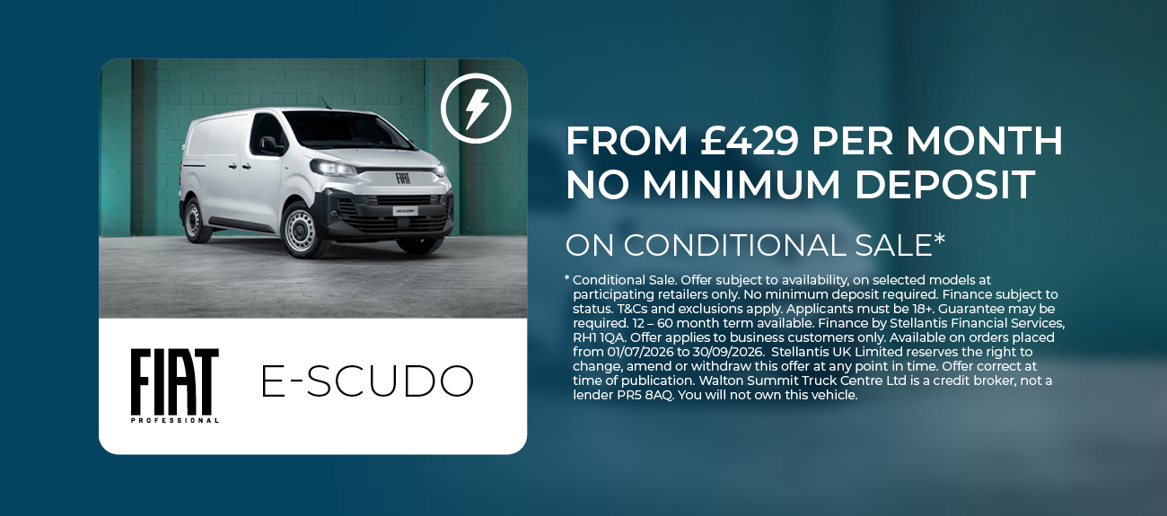 FIAT E-SCUDO FROM £429 PER MONTH PLUS INITIAL DEPOSIT ON CONDITIONAL SALE